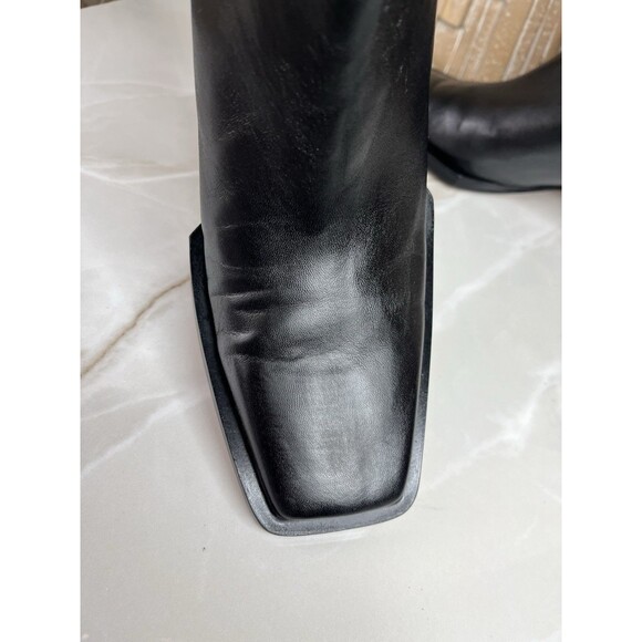 Frame Le Brooklyn Botties Short Boots Black Leather Mid Heels Sz 39.5 Us 9.5 - Picture 8 of 12